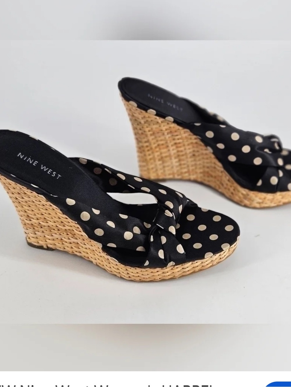 Nine West Black Polka Dot Twist Wedge Sandals